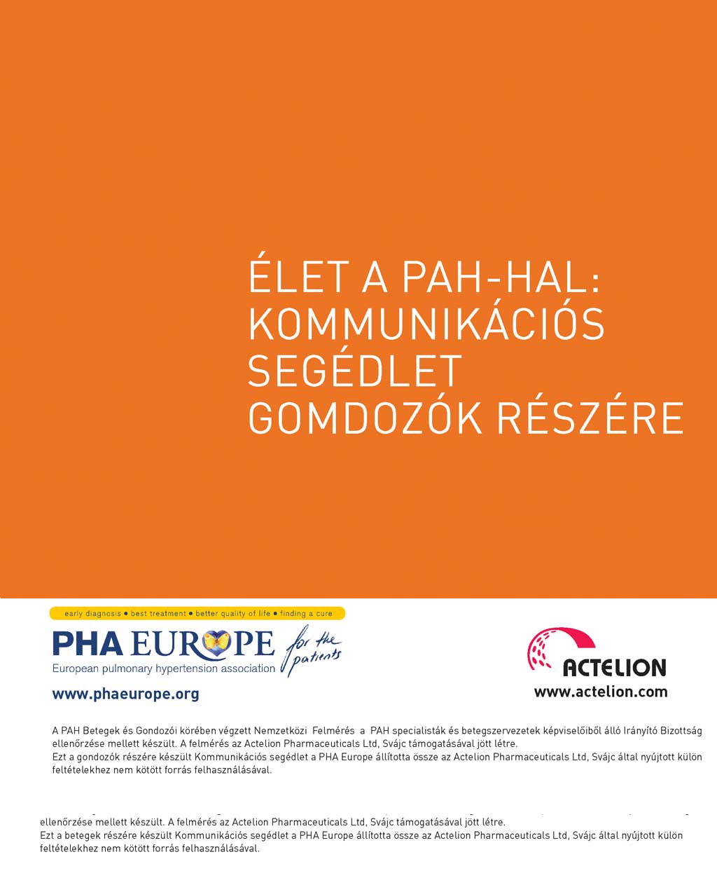 Élet a PAH-hal: Kommunikációs segédlet gondozók részére